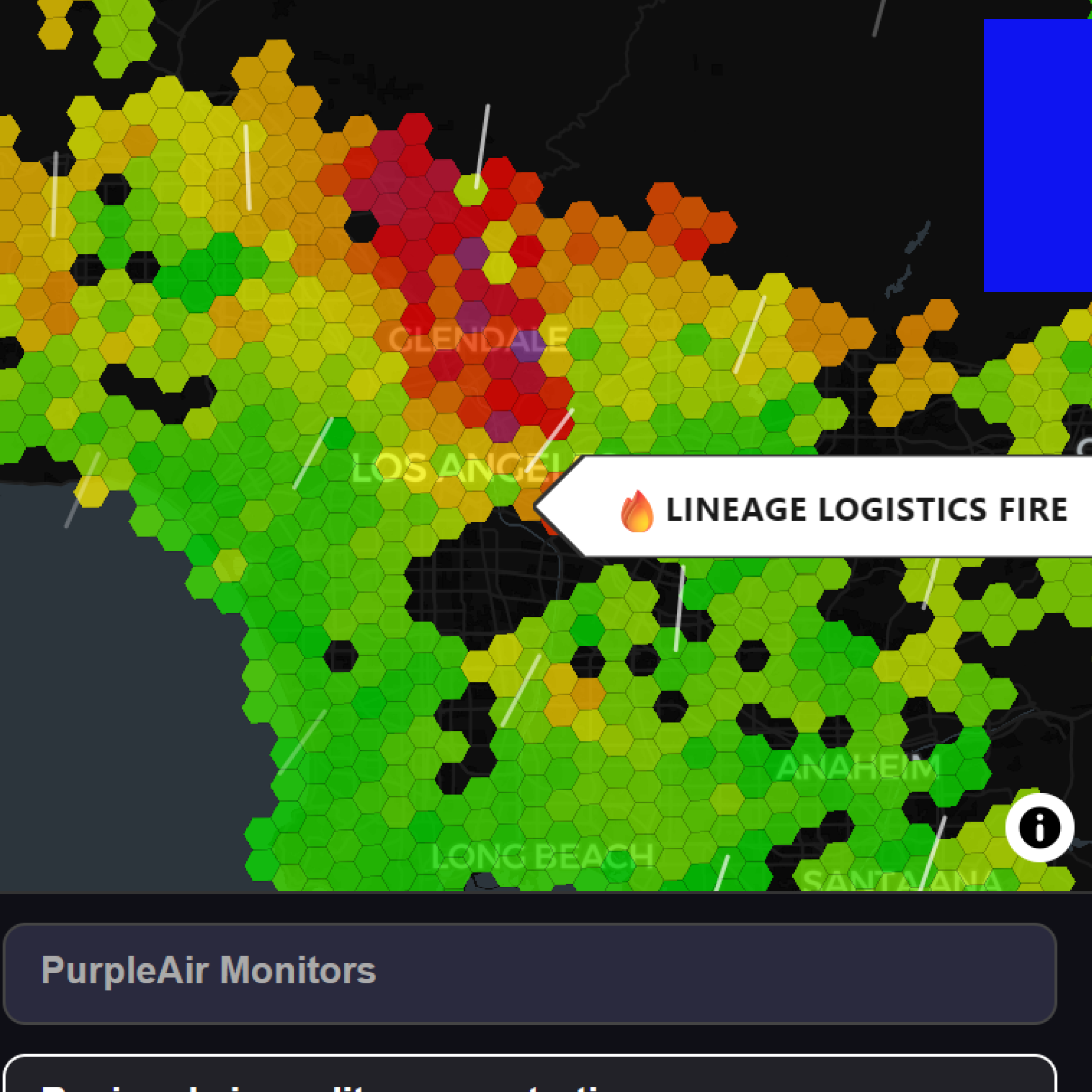 Lineage Logistics fire across the Los Angeles Basin
